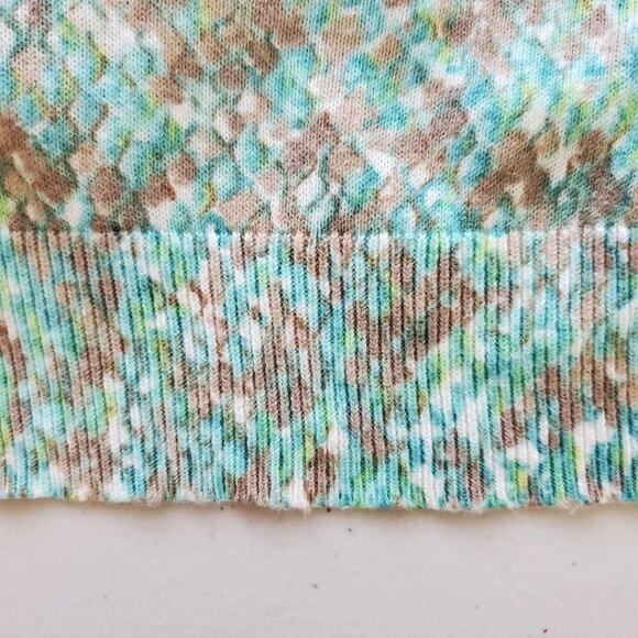 LOFT Floral Button Down Cardigan Green Gray Women Size M Lightweight Knit - Picture 10 of 10